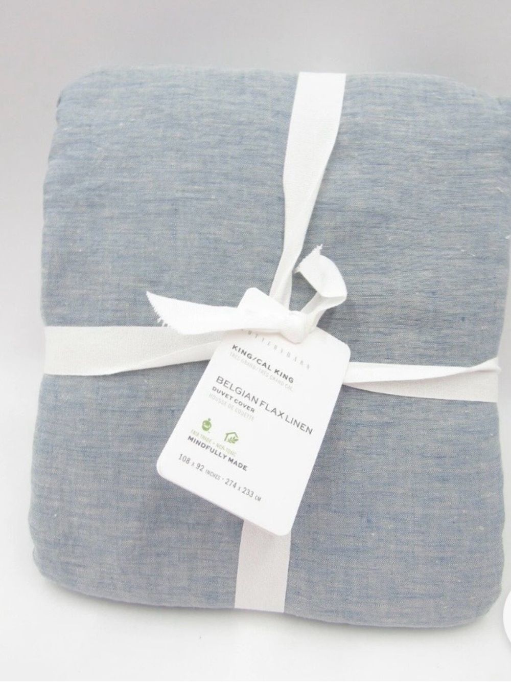 SALE + + Belgian Flax Linen Duvet Cover in Light Blue by King/Cal King
